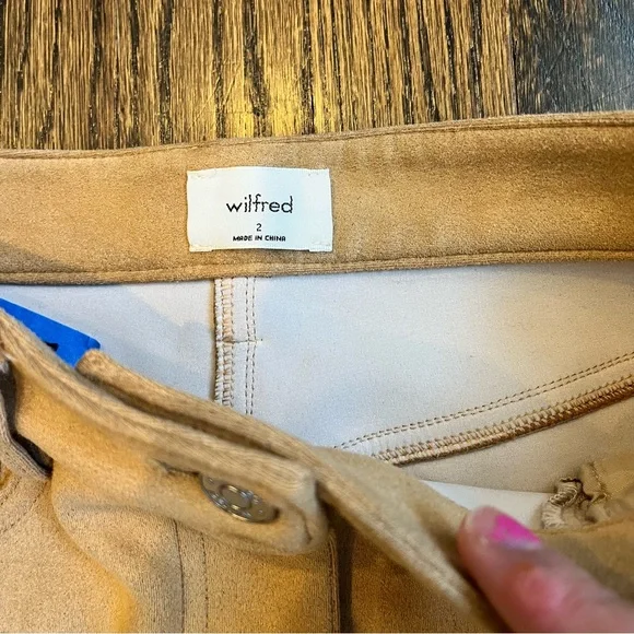 Wilfred (Aritzia) Faux Suede Brown Pants straight leg size 2 - Picture 3 of 8